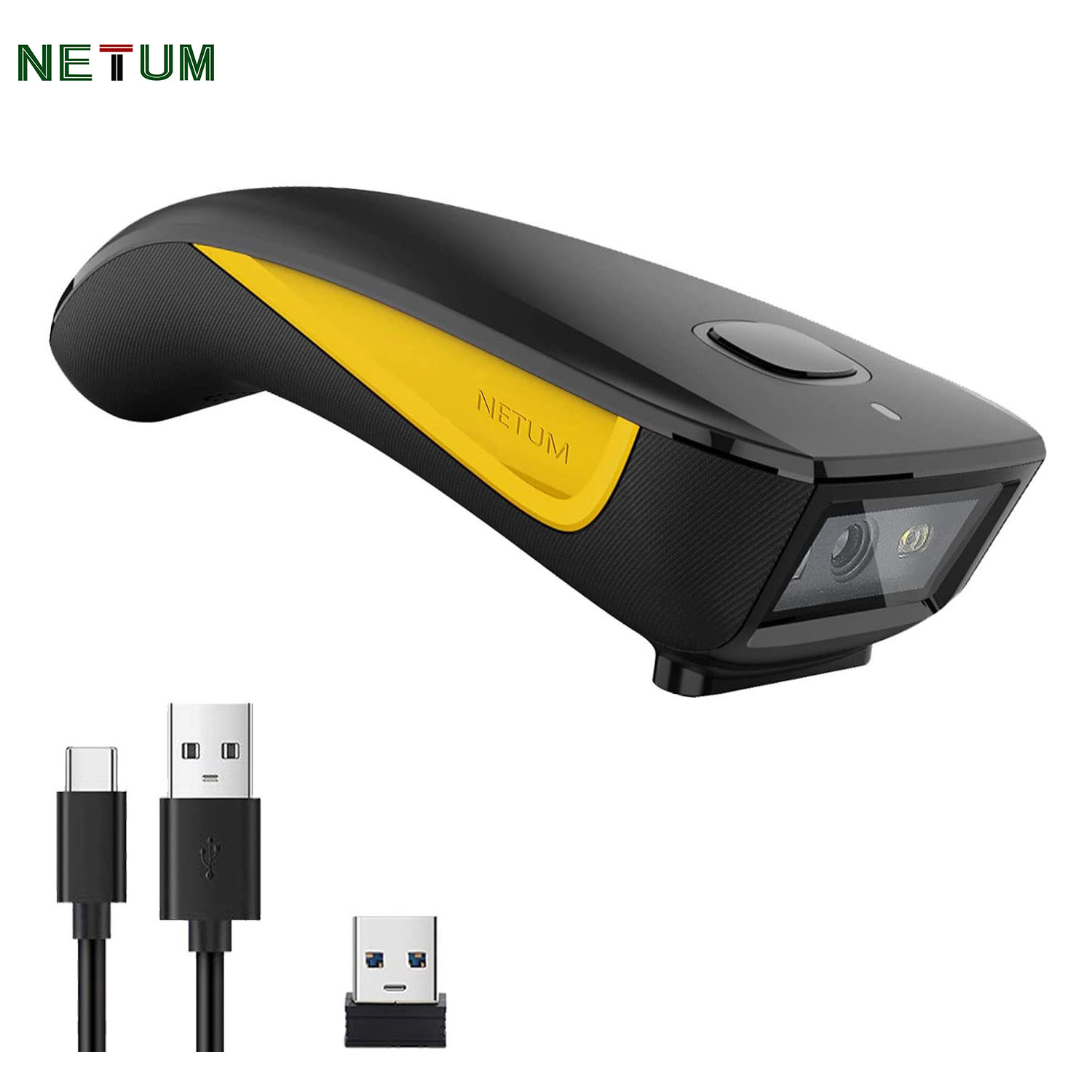 Máy quét mã QR NETUM, Máy quét mã vạch mini Bluetooth Mã vạch USB 1D 2D tương thích, Đầu đọc hình ảnh không dây 2.4GHz Máy tính bảng iPhone iPad Android iOS PC POS