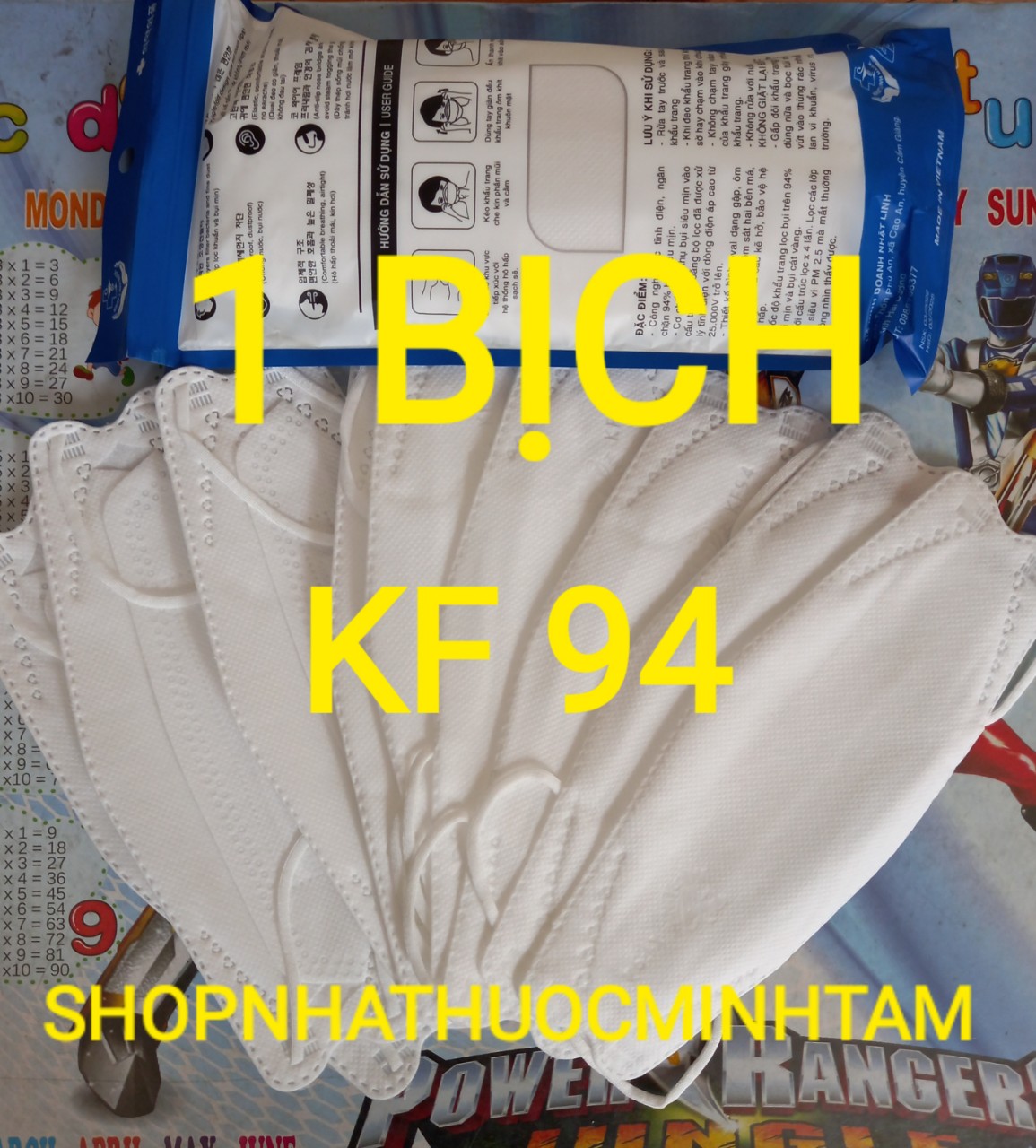 KHẨU TRANG KF94 HÀNG CHẤT LƯỢNG TỐT ( 1 BỊCH 10 CÁI ) MÀU TRẮNG