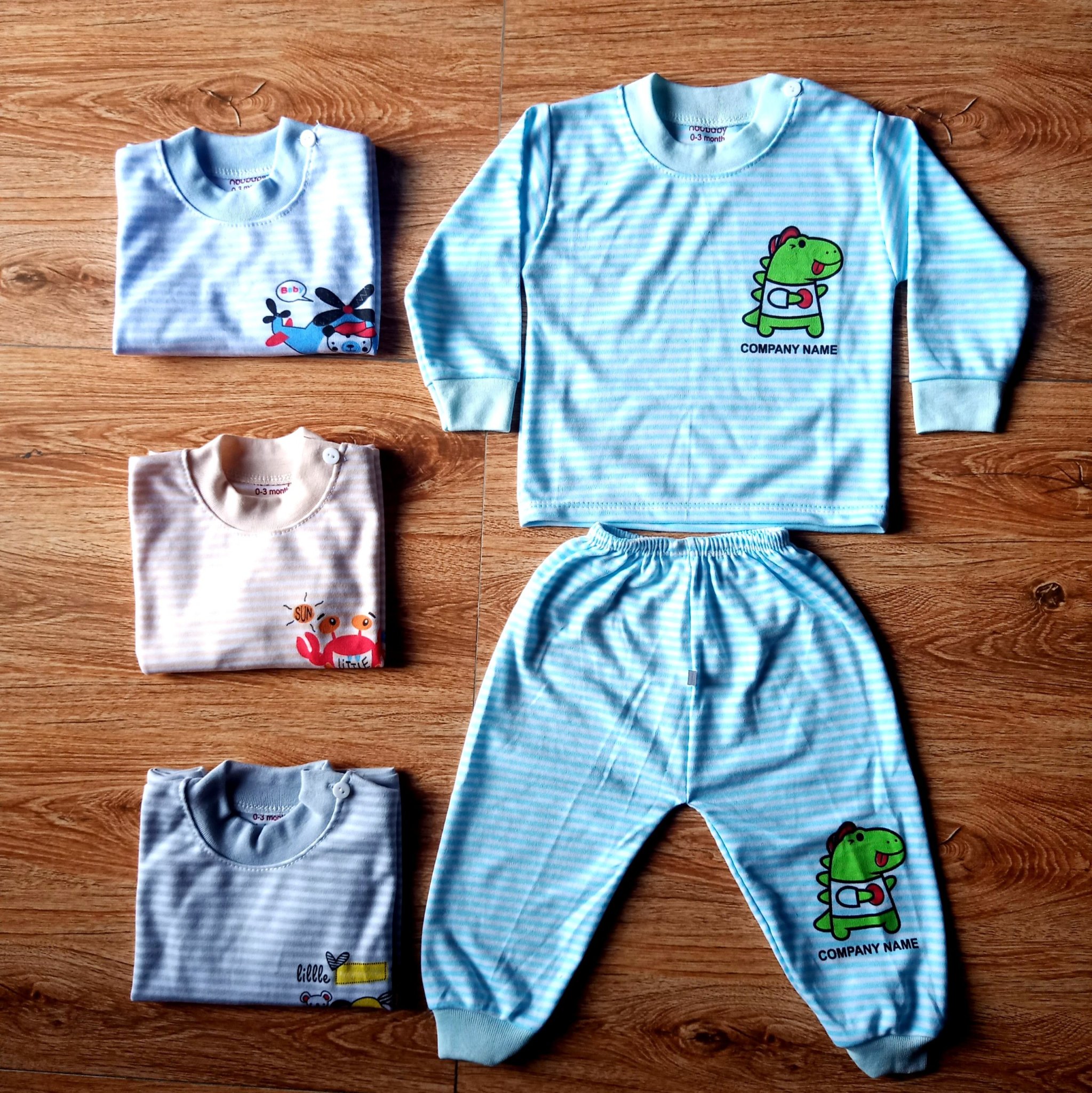 Bộ nỉ cotton cho bé trai và bé gái cúc cài vai