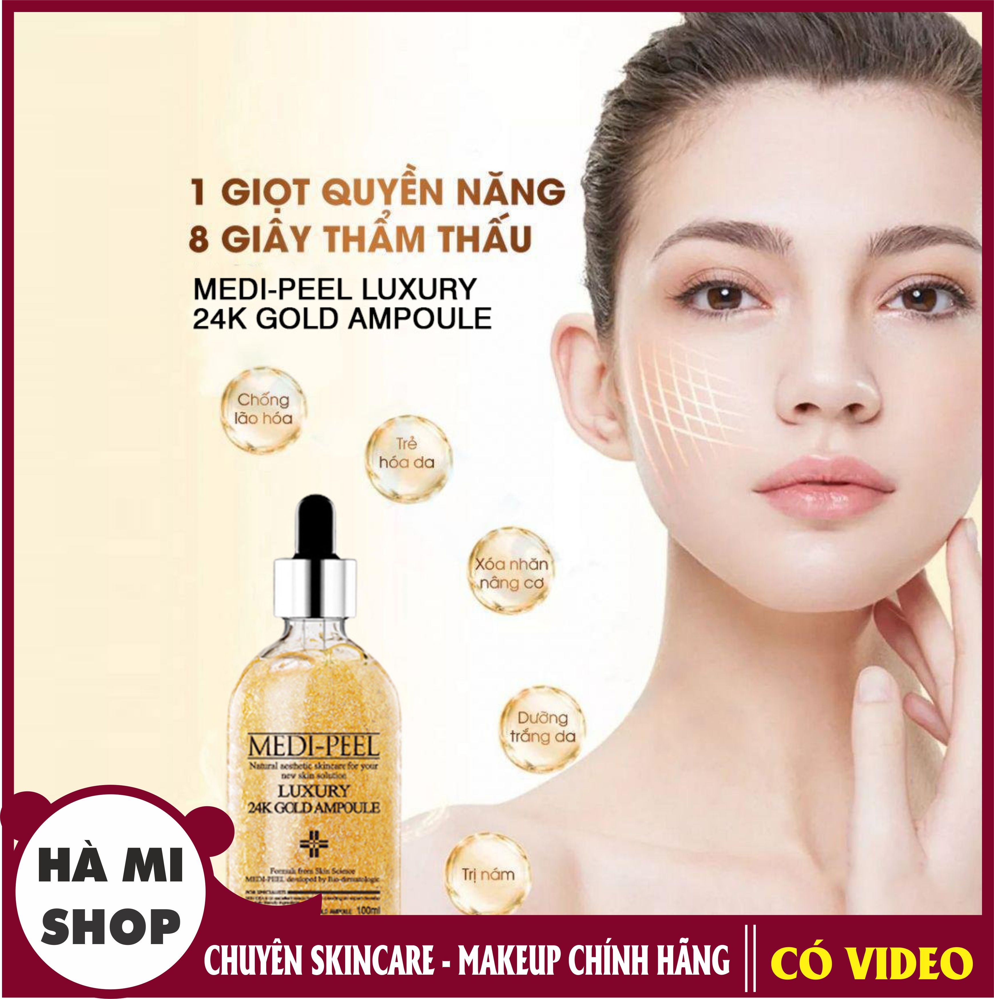 Serum vàng 24k GOLDZAN, MEDI-PEEL  chống lão hóa chống nhăn nâng cơ se khít lỗ chân lông giúp da mềm mịn căng bóng