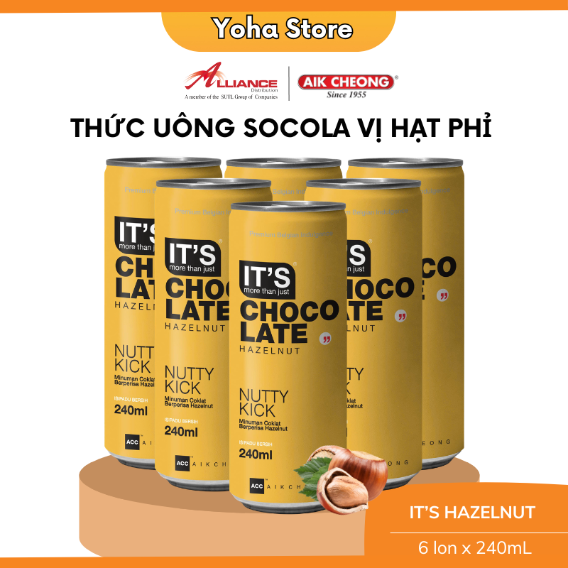 [Chính hãng] Thức Uống Socola Aik Choeng Lon Tiện Dụng Nhập Khẩu Từ Maylasia Vị Hạt Phỉ