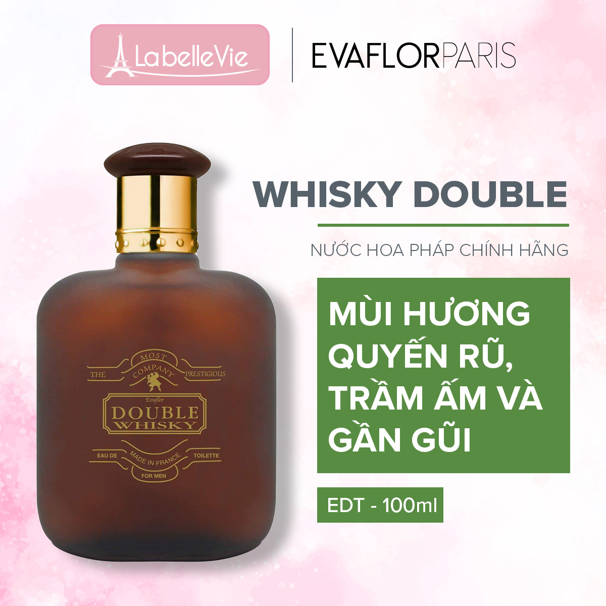 Nước hoa nam Evaflor Whisky Double chính hãng Pháp hương thơm quyến rũ gần gũi