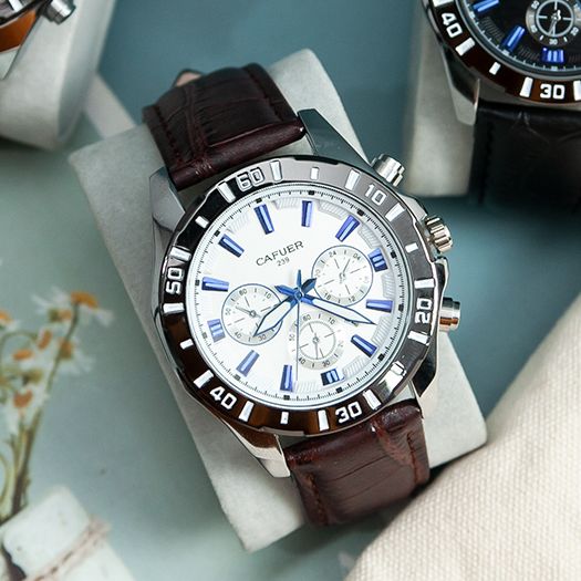 Đồng hồ nam dây da Cafuer 239 - Đồng hồ đeo tay mặt kính chống thấm nước