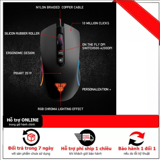 Chuột gaming có dây fantech x16 thor ii 4200dpi led rgb 168 triệu màu - hãng phân phối chính thức