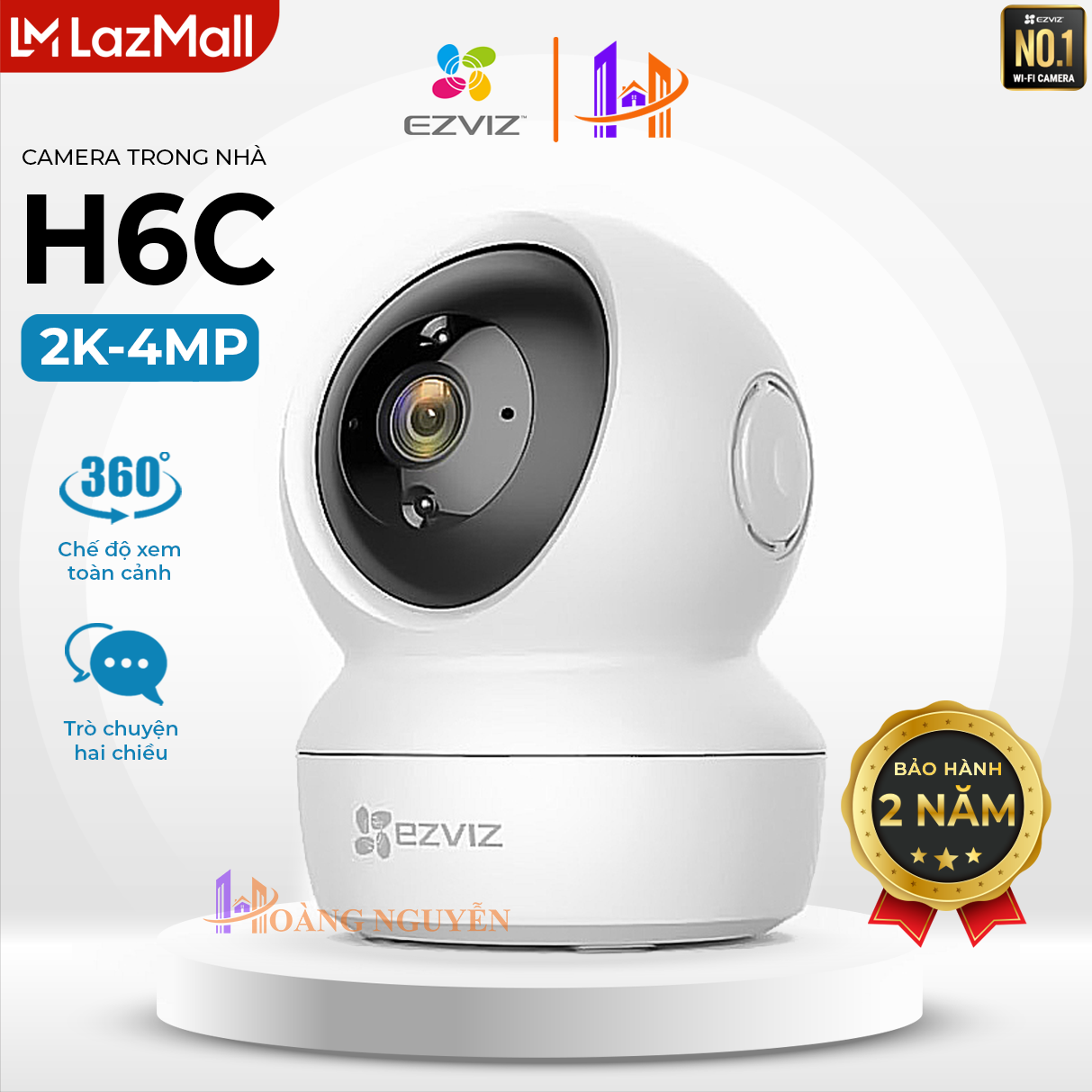 Camera IP WIFI EZVIZ H6c Pro 4MP 2K - Xoay 360, Tầm Nhìn Ban Đêm, Trò Chuyện 2 Chiều, Phát Hiện Chuy