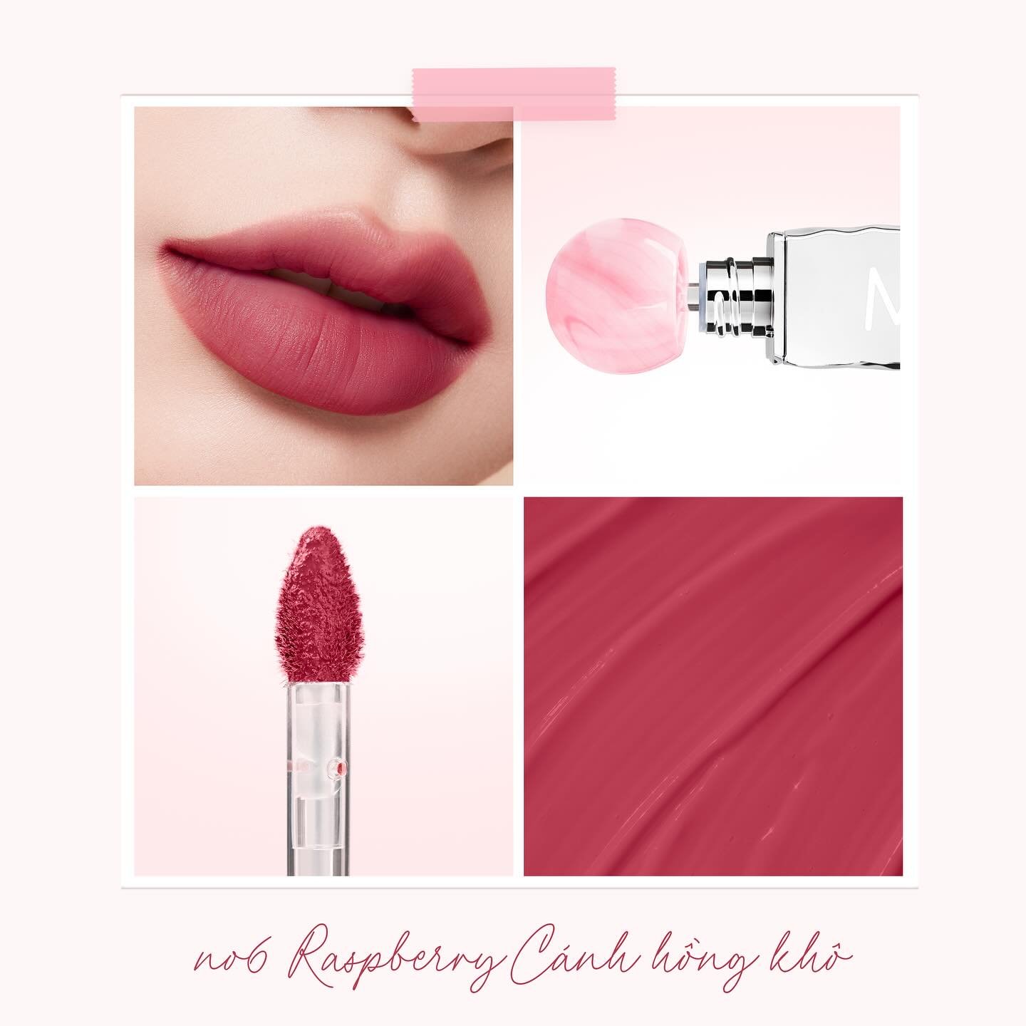 Son tint lì lâu trôi M.O.I Lollipops No.6 Raspberry - Cánh Hồng Khô 4g