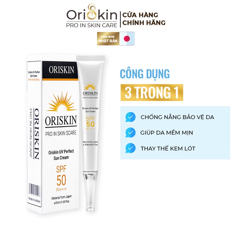 Kem chống nắng cho da khô oriskin uv perfect sun cream, nâng tone da, dùng cho cả da dầu mụn, nhạy cảm.