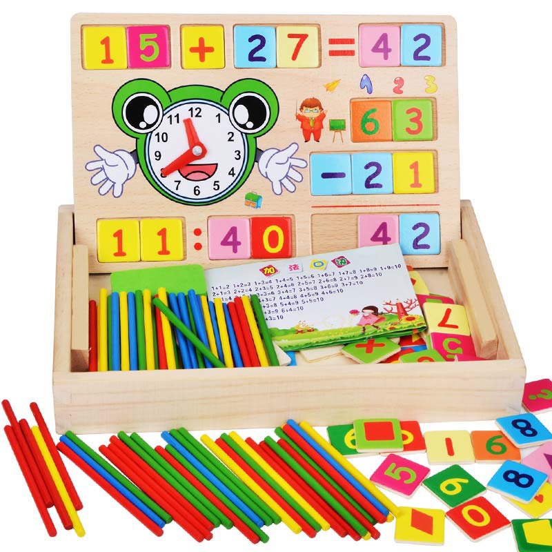 Đồ chơi toán học có chữ số, que tính, bảng số bằng gỗ - bộ bảng tính học số bằng gỗ đa năng cho bé