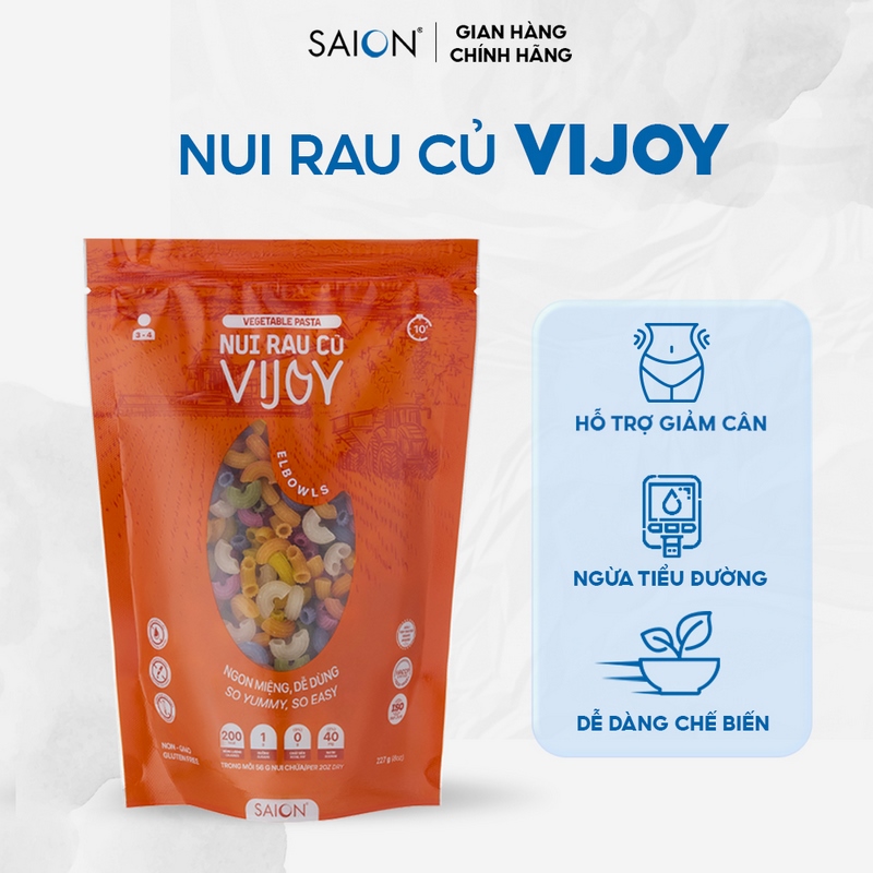 Nui rau củ ngũ sắc vijoy nui ống ngắn túi 227g