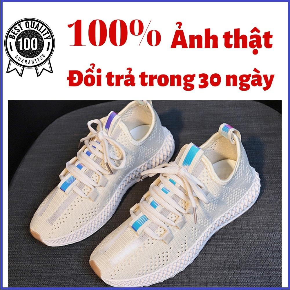 Giày thể thao nữ sneaker màu be vải dệt thoáng khí Hàn Quốc TA1005 - Tặng vớ