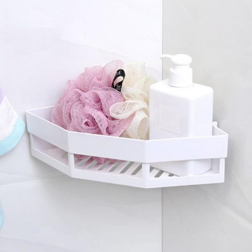 Kệ góc nhà tắm bằng nhựa 2 lớp chịu lực dán tường siêu dính trong nhà tắm, nhà bếp tiện dụng_ Leo810