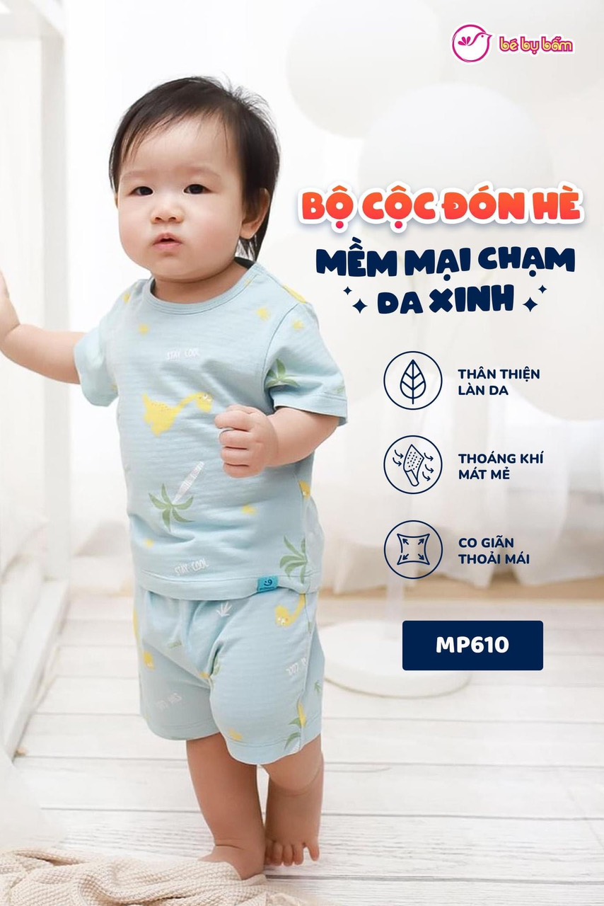 Bộ cộc tay MOMPA cotton lỗ thông khí nhiều màu bé trai bé gái