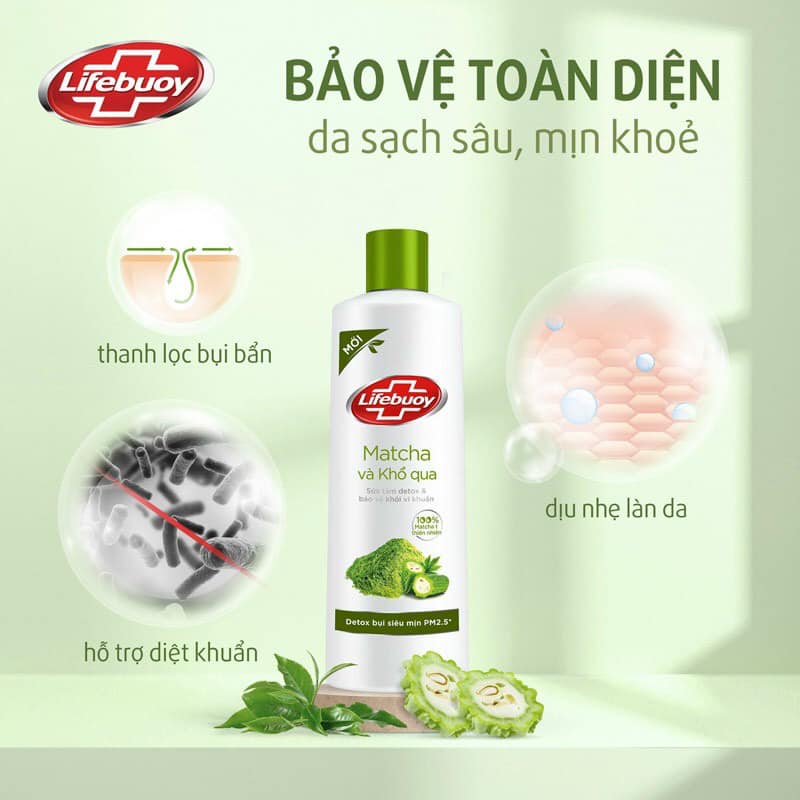 Sữa tắm Lifebuoy Bảo Vệ Khỏi Vi Khuẩn Matcha Và Khổ Qua