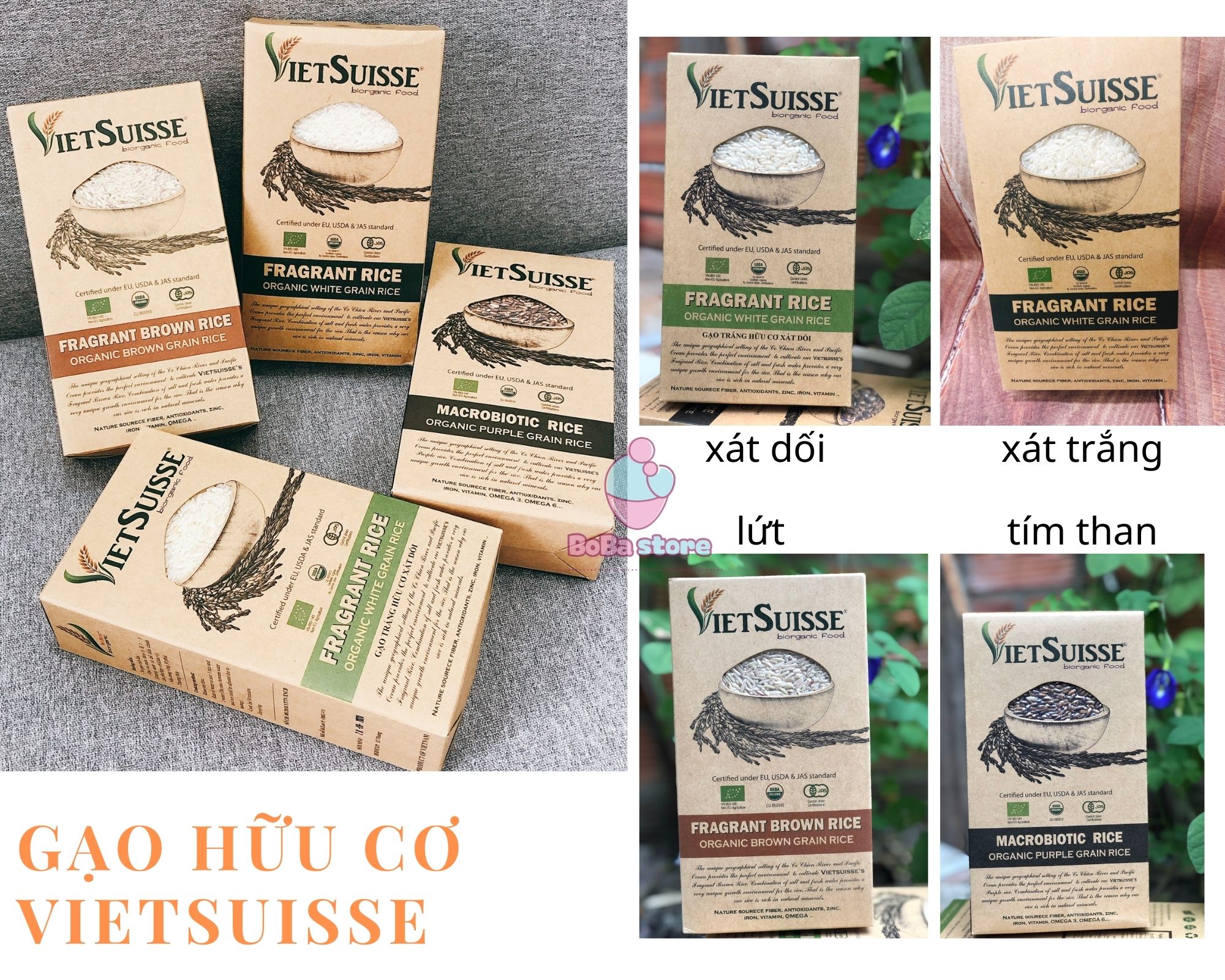 Gạo trắng - Gạo dối - Gạo Lứt - Gạo tím than - Gạo hữu cơ Vietsuisse