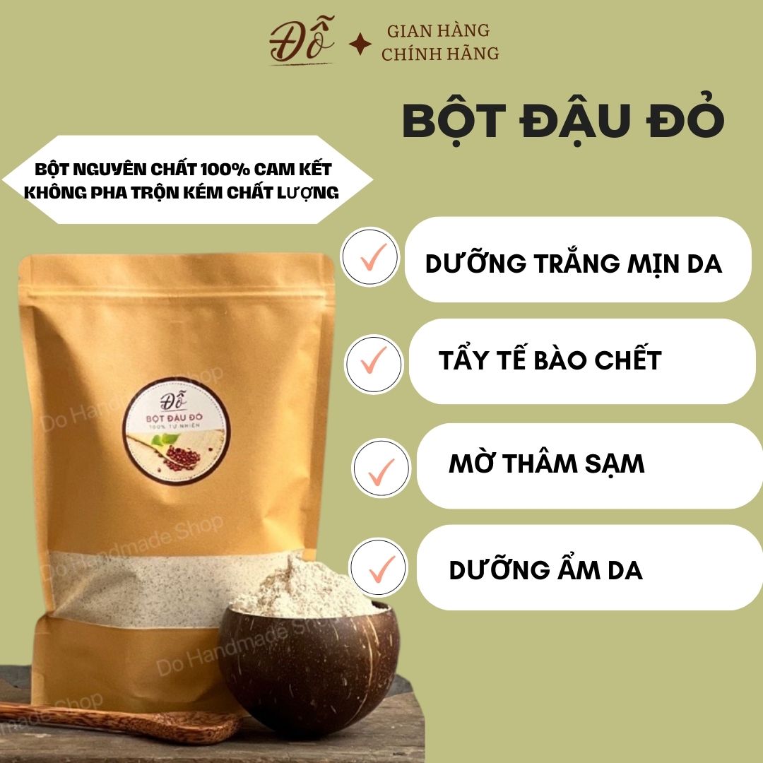 500G; 1KG bột đậu đỏ nguyên chất handmade, tắm trắng, dưỡng mịn da, hỗ trợ giảm viêm chân lông, tẩy tế bào chết toàn thân