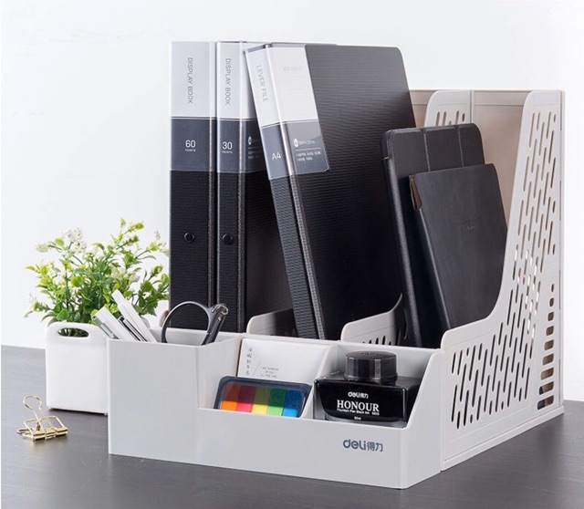 Kệ ráp 3 ngăn có khay cắm bút deli z00112 - gía 3 ngăn và khay để bút deli z00112