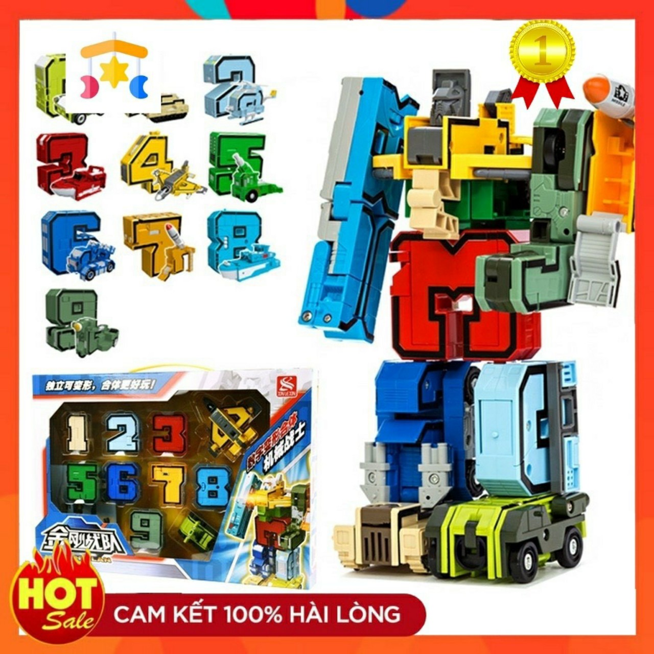 Hộp Đồ Chơi Robot Biến Hình CỠ LỚN Từ Những Con Số Và Dấu Dành Cho Bé