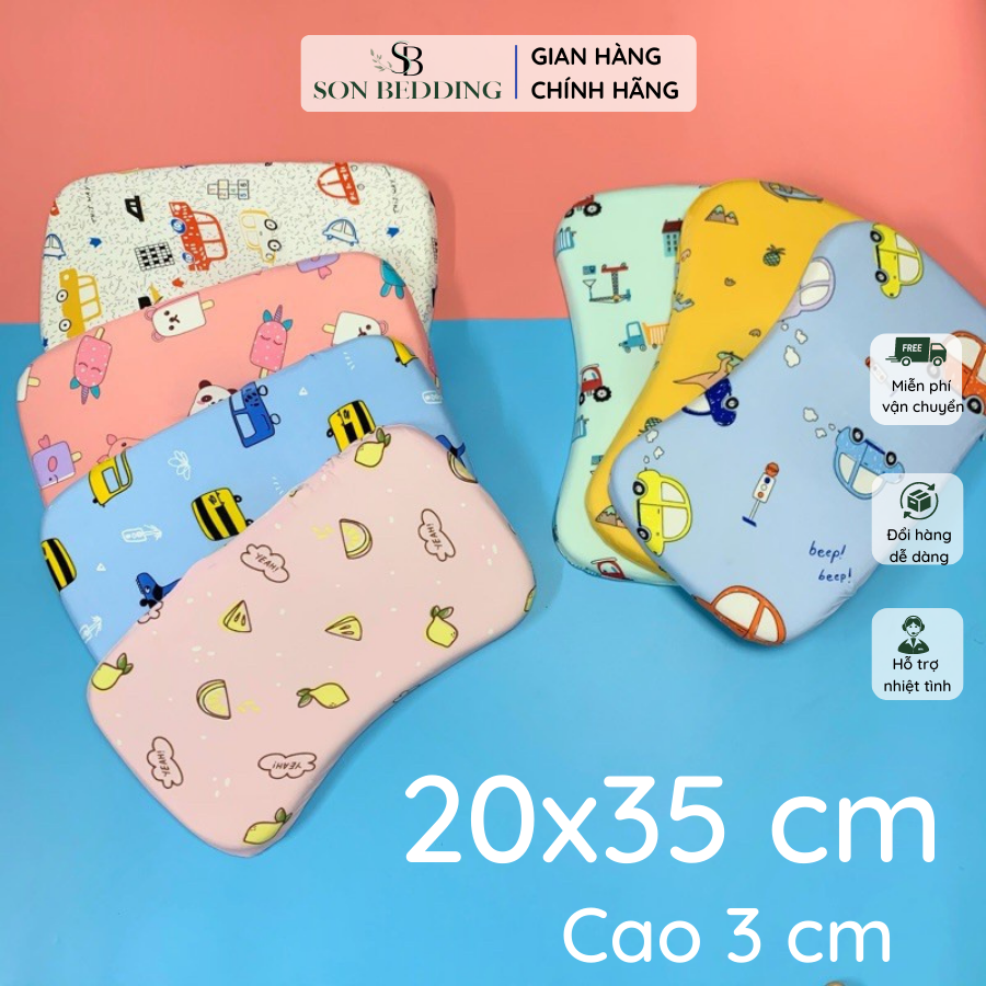 Gối cao su non cho bé sơ sinh, gối cao su chống méo đầu, dùng cho bé đi học mềm mại, êm ái