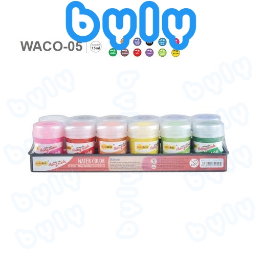 Vỉ 12 màu nước Poster Thiên Long Colokit - kèm cây lấy màu WACO-05 - ByLy Store