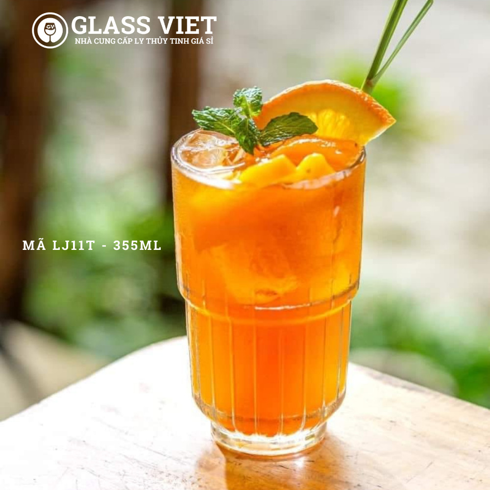 Ly thủy tinh sọc đứng 2 tầng 355ml - lj11t