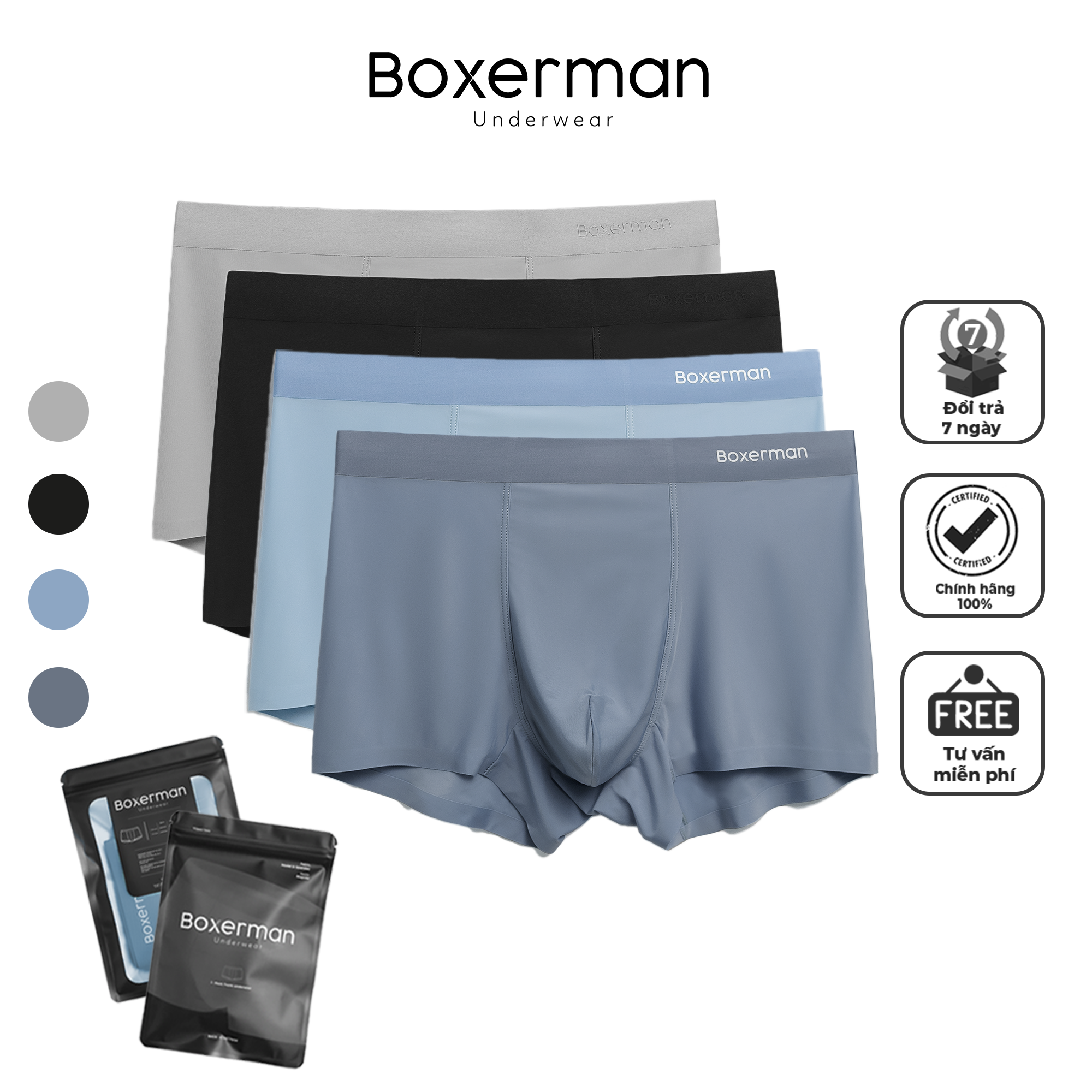 Combo 5 quần lót nam trunk pro fit mềm mại co dãn cao cấp boxerman
