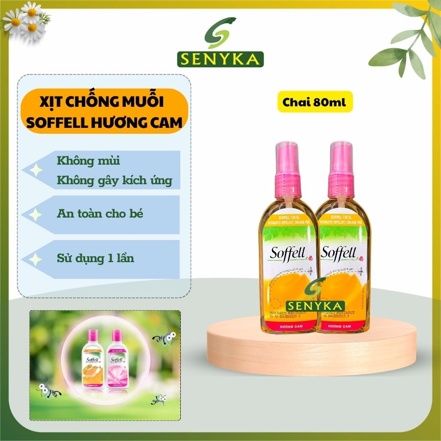 Chai xịt muỗi soffell xịt muỗi đuổi muỗi hương cam dịu nhẹ ngăn muỗi đốt an toàn cho da chai 80ml