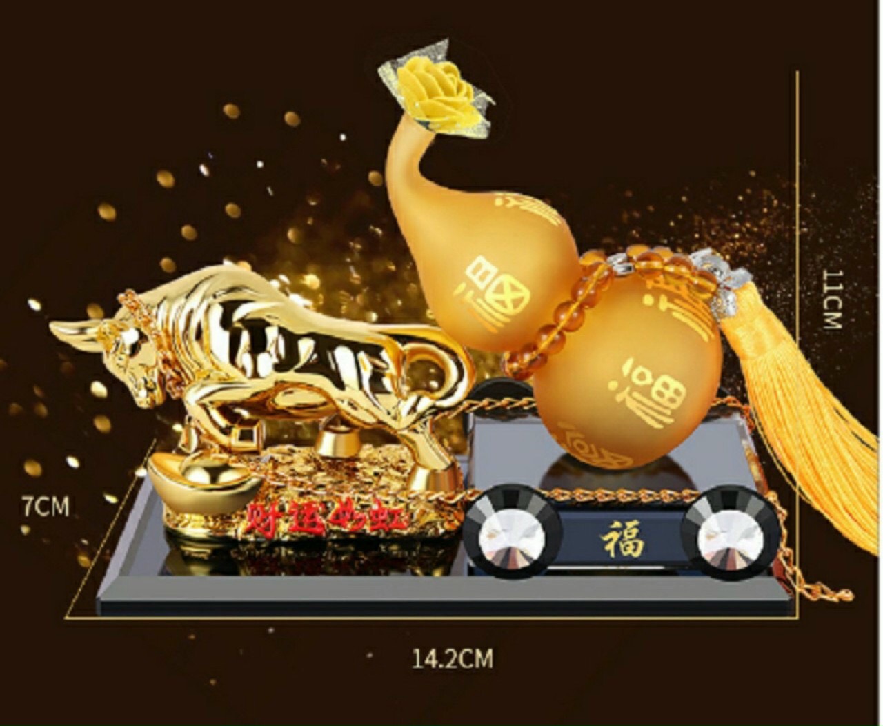 Tượng trâu kéo hồ lô phong thủy đế kiếng
