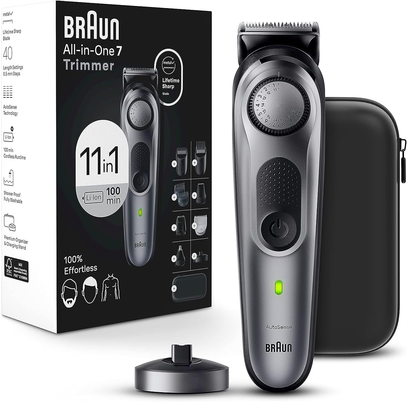 Braun All-In-One Style Kit Series 7 7420, 11-in-1 Trimmer Hair Trimmer and Shaver Set