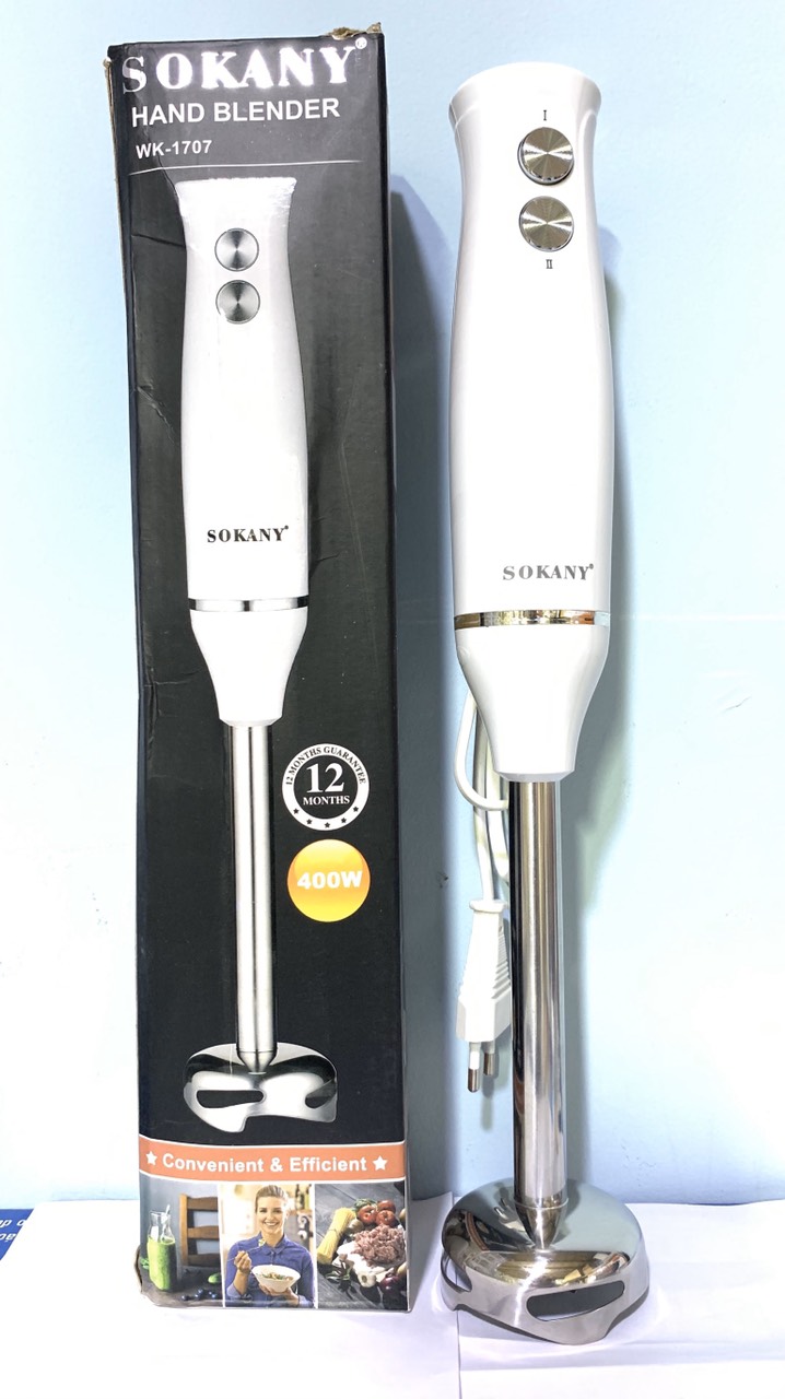 MÁY XAY SOKANY WK-1707, Máy Xay Cầm Tay Đa Năng, Xay Cháo, Xay Sinh Tố, XayThực Phẩm... Thao Tác Dễ Dàng, Vệ Sinh Nhanh Chóng, Lưỡi Dao Kép, Xay Cực Mạnh.Bảo HÀNH 3 Tháng.