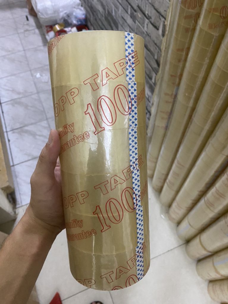 Lốc 6 cuộn băng keo trong / đục 100 yard 1,2kg - 1,4kg