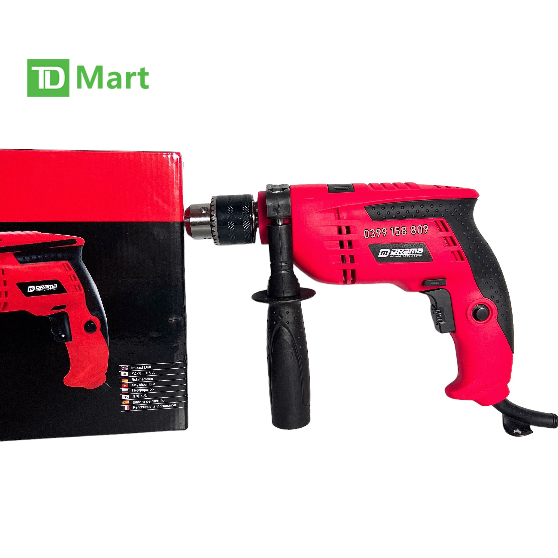Máy khoan điện đầu 13mm DRAMA 650W có chức năng búa khoan tường