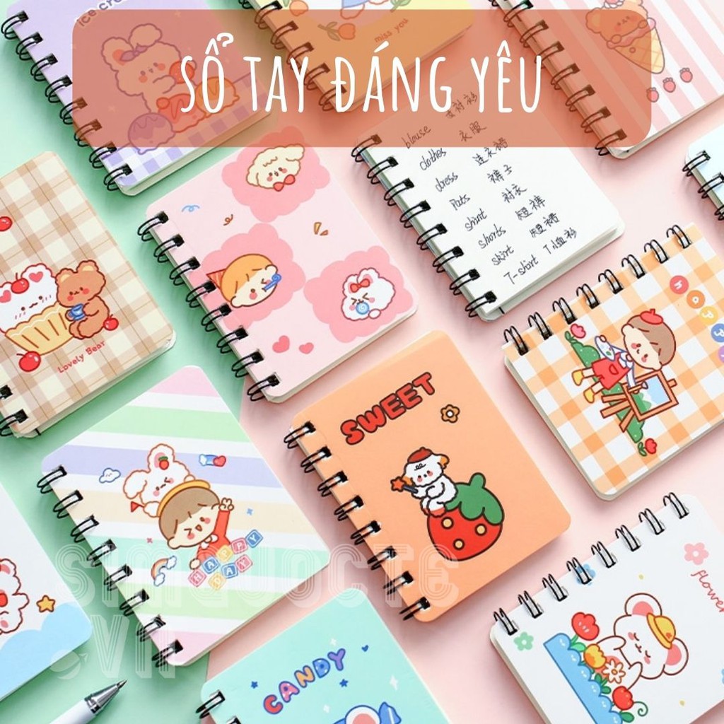 Sổ tay nhật ký bìa cứng gáy lò xo chống thấm hoạ tiết đáng yêu ST52