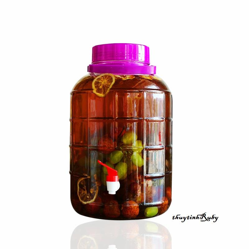 Bình Thủy Tinh Quai Xách Ngâm Rượu 20 Lít (Có Vòi), Keo Ngâm Rượu Sang trọng, Hũ Ngâm Ruou, Bình Ngâm Trái Cây, Binh Sam, Hu Lo Ngam Nhan Sam