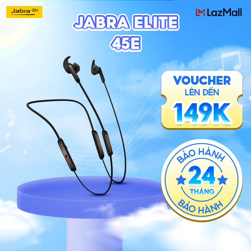 Tai Nghe Bluetooth Nhét Tai Choàng Cổ Thể Thao Jabra Elite 45E  Chống Nước IP54  Nghe Nhạc Đàm Thoại Đến 8H  Hàng Chính Hãng