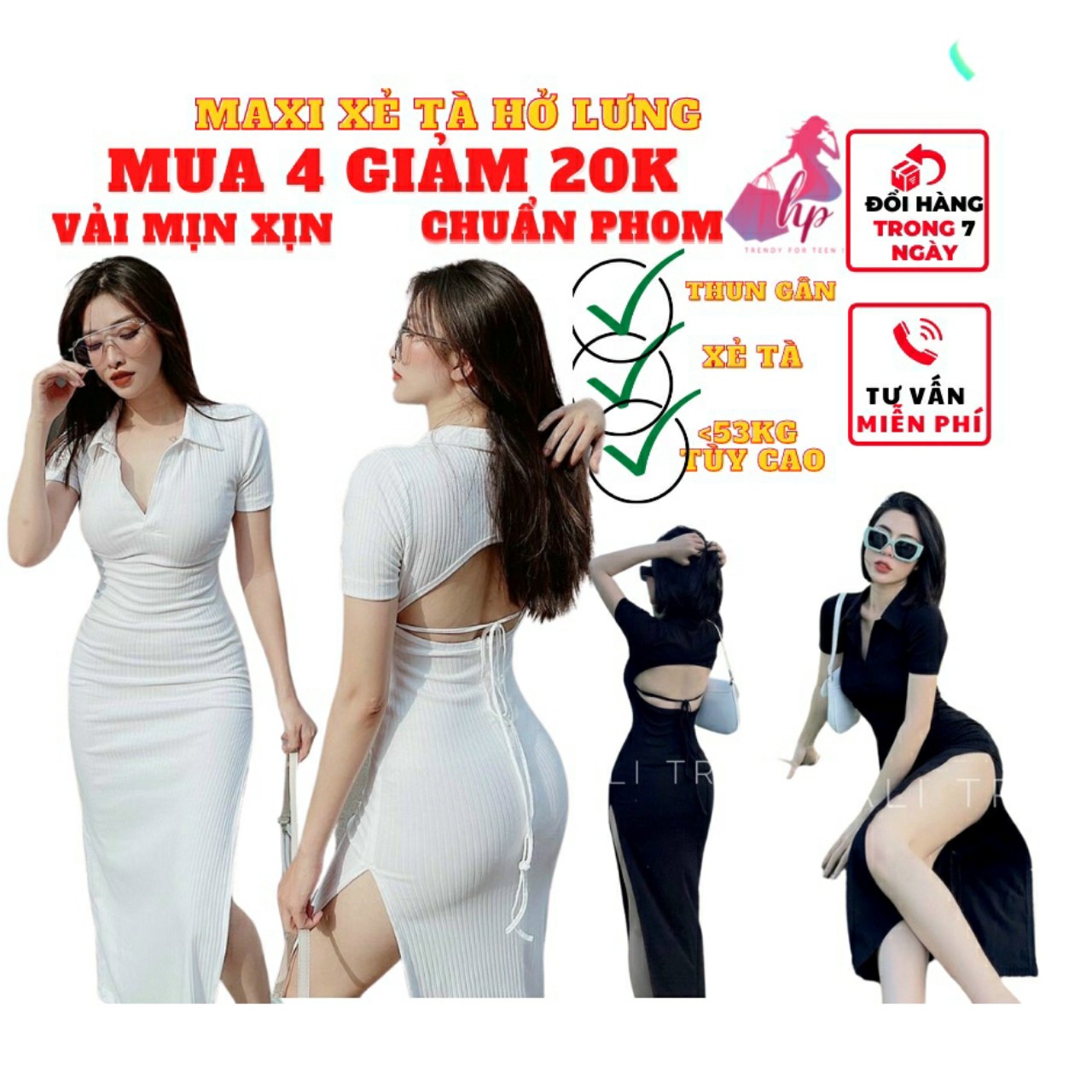 Váy đầm maxi dài nữ ôm body xẻ tà hở lưng đan dây tay ngắn thời trang dự tiệc sexy phong cách hàn quốc 2022