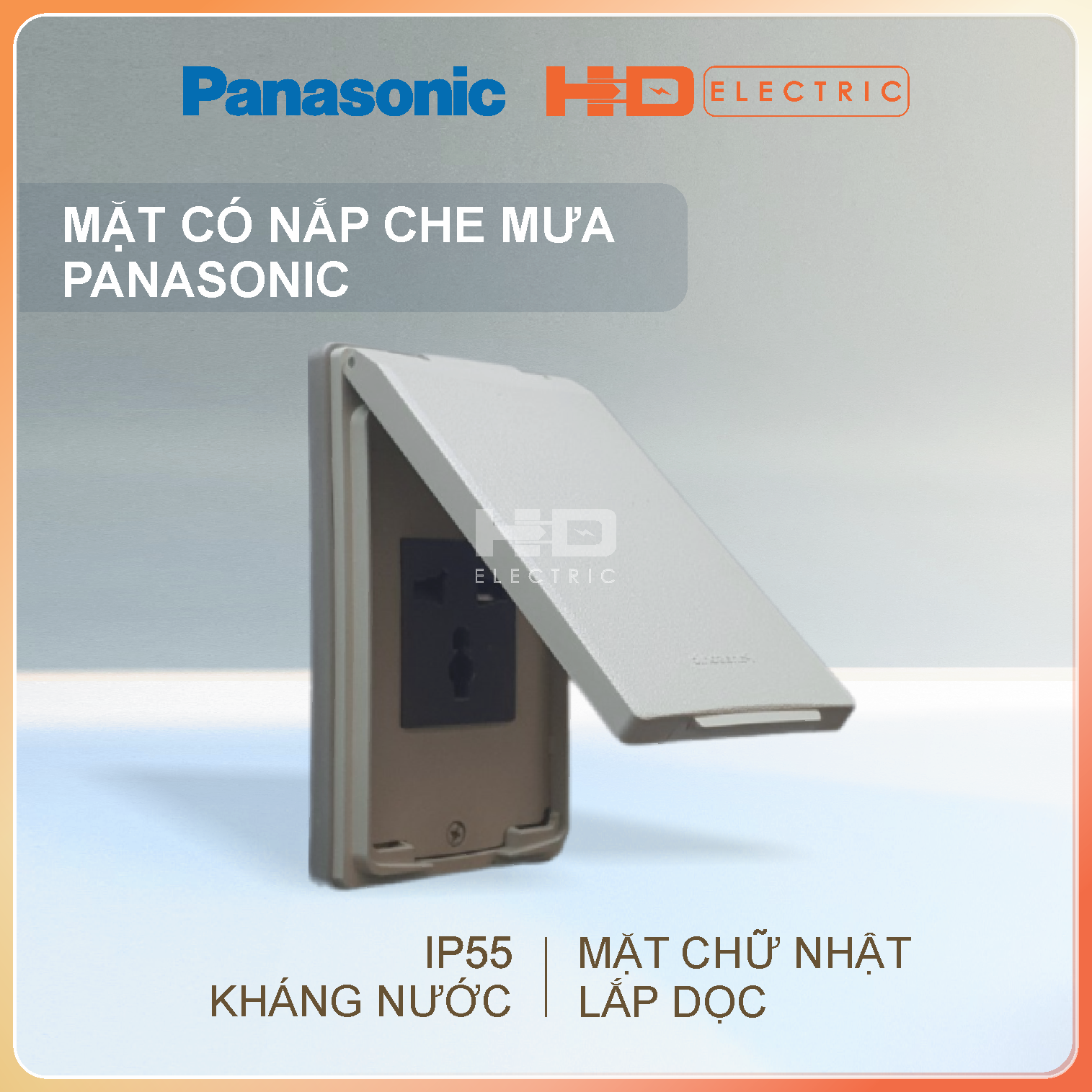 Mặt 1 2 3 thiết bị có nắp che mưa panasonic weg