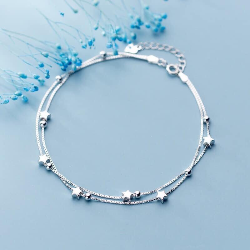  Lắc chân bạc Tlee lắc sợi kép ngôi sao lấp lánh- TleeJewelry 