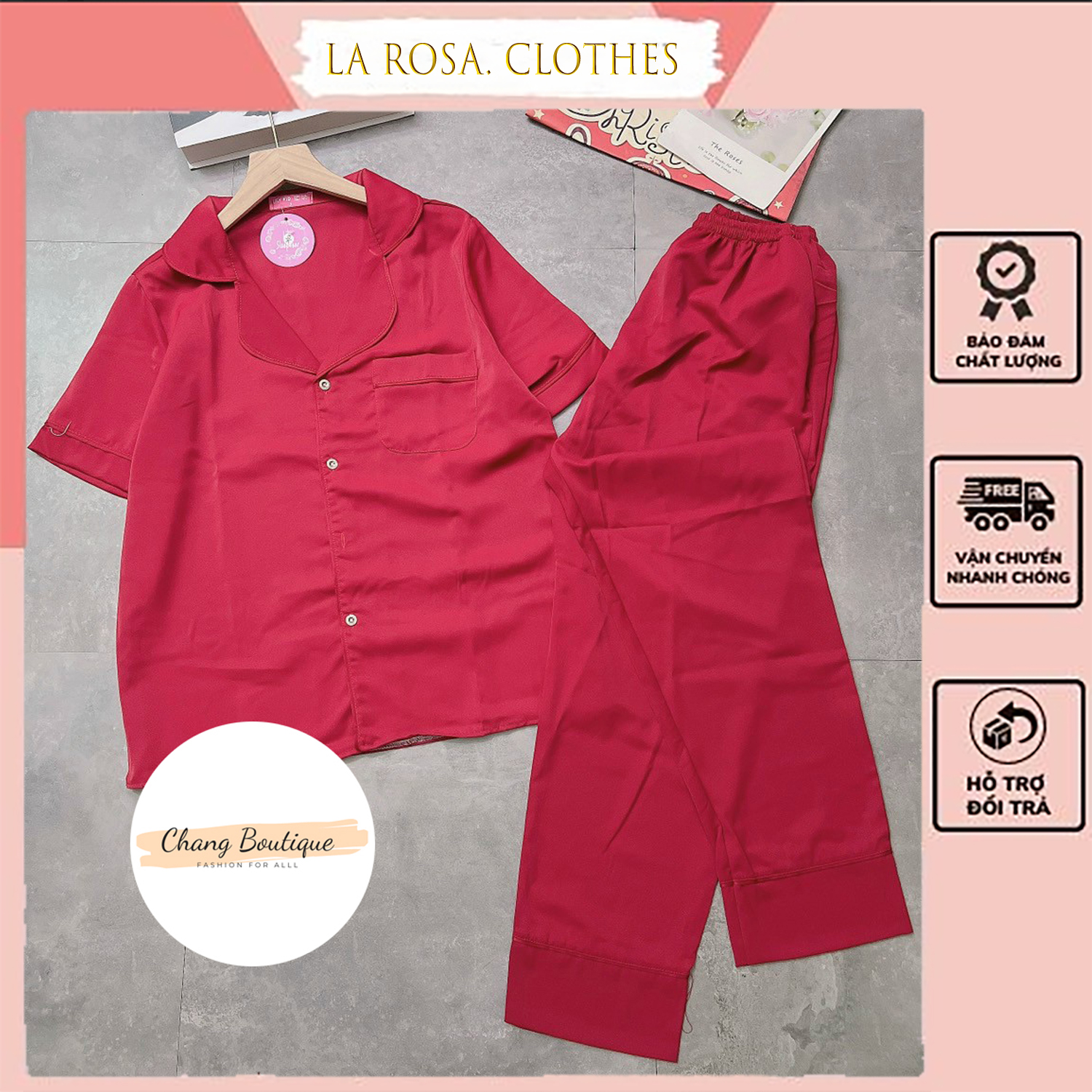 Bộ đồ ngủ mặc nhà tay ngắn lụa mango, đồ bộ pyjama mặc nhà lụa trơn mềm mịn sang chảnh, bộ đồ ngủ nữ tay ngắn quần dài cao cấp