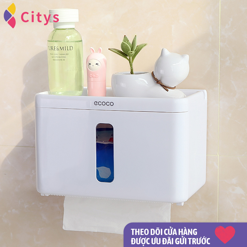 [HCM]Hộp đựng khăn giấy vệ sinh không khoan lỗ cao cấp ECOCO sành điệu và sáng tạo chống nước và chống ẩm thích hợp để giấy rút giấy cuộn điện thoại di động và lưu trữ các vật dụng nhỏ kích thước 145 * 134 * 143cm