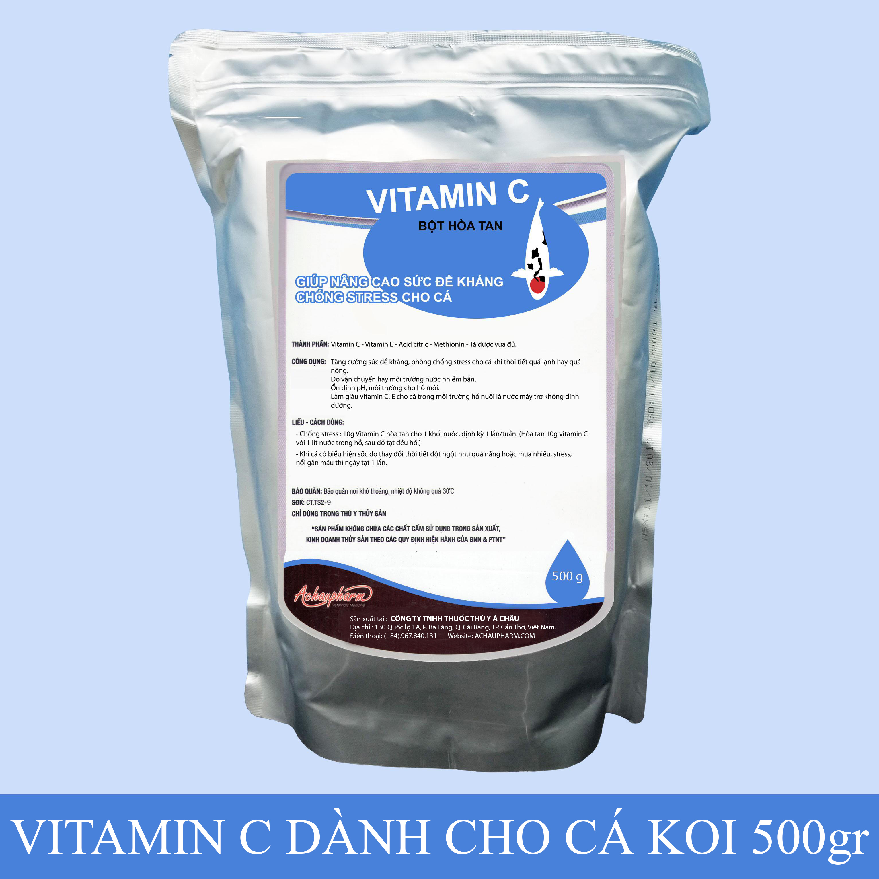 [HCM]Vitamin C dành cho cá koi 500gr - Giúp nâng sức đề kháng giảm và chống stress trên cá koi