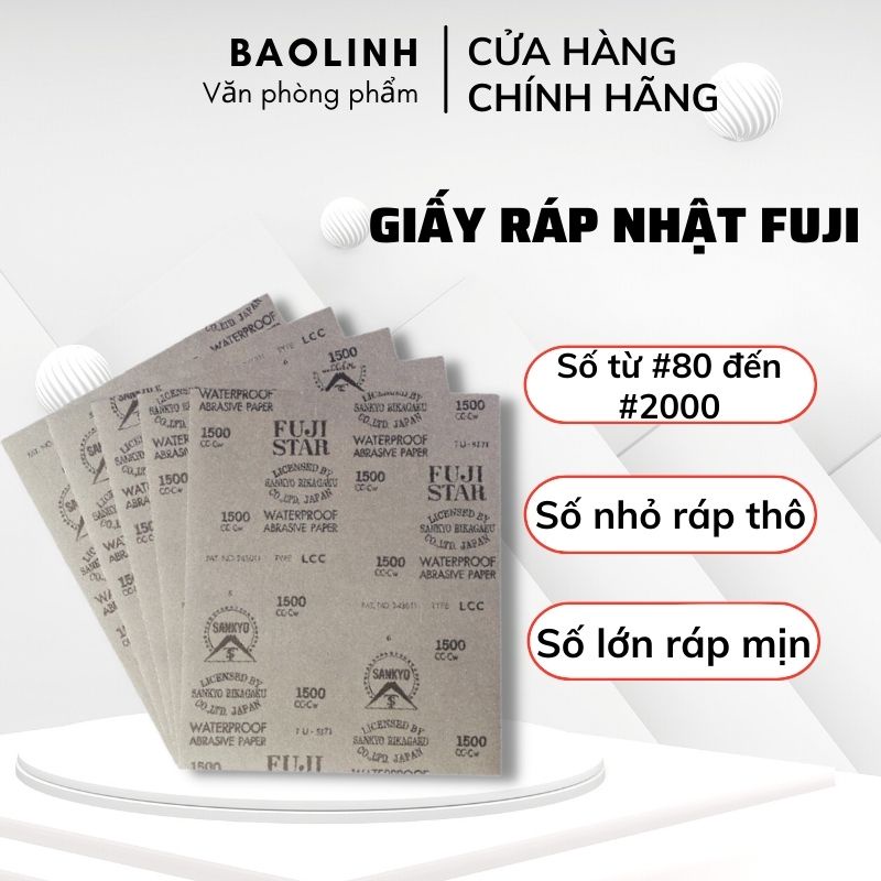 Giấy Ráp- Giấy Nhám Mịn Nhật Bản Fuji Các Loại 80/100/120/150/180/240/320/400/600/800/1000/1200/1500/2000, Đánh Bóng Bề Mặt-