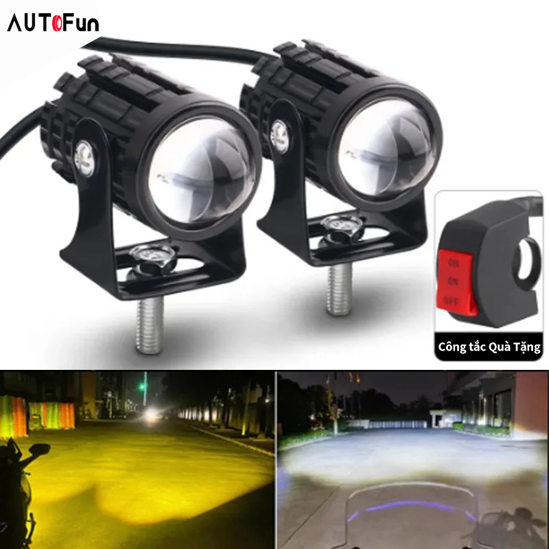 AUTOFun Đèn Trợ Sáng xe máy xe điện đèn bi cầu mini chính hãng bi Cầu đèn pha bi cầu xe máy 2 Màu Cos vàng Pha Trắng BCmini