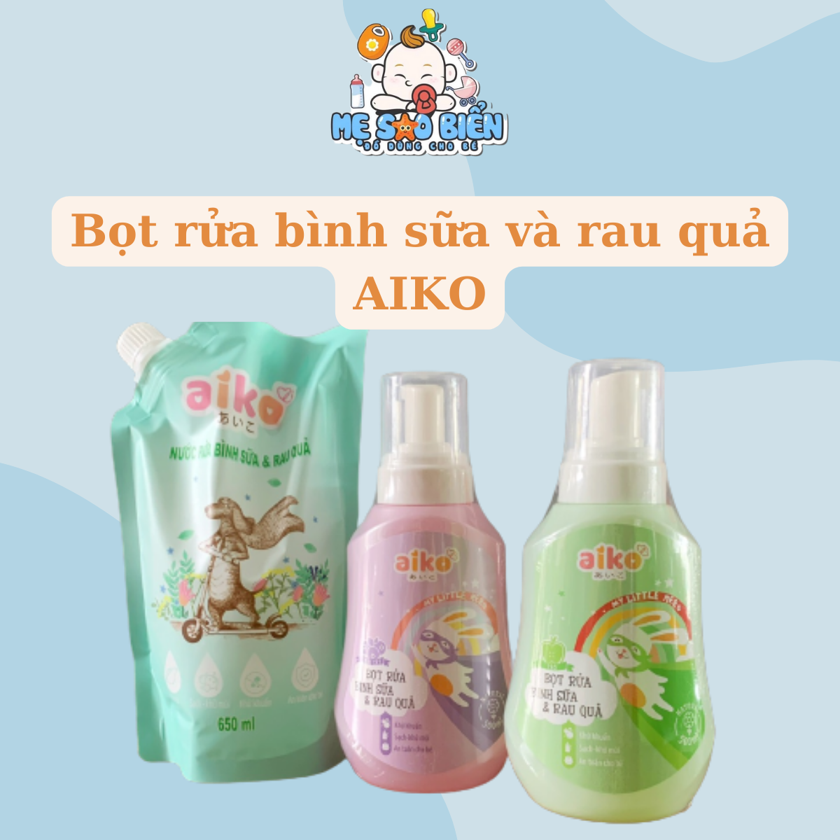 Bọt rửa bình sữa và rau củ Aiko cho bé