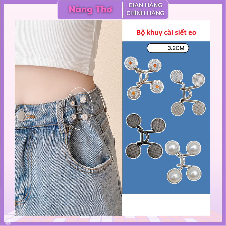 Bộ nút cài, nút gài, khuy cài bấm điều chỉnh bóp eo quần, chân váy - bộ nút cài siết eo quần