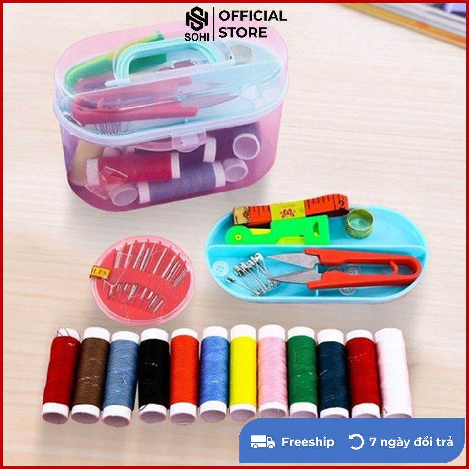 Bộ kim chỉ may vá 15 chi tiết K235, có hộp đựng kim chỉ nhỏ gọn, đầy đủ dụng cụ may vá.