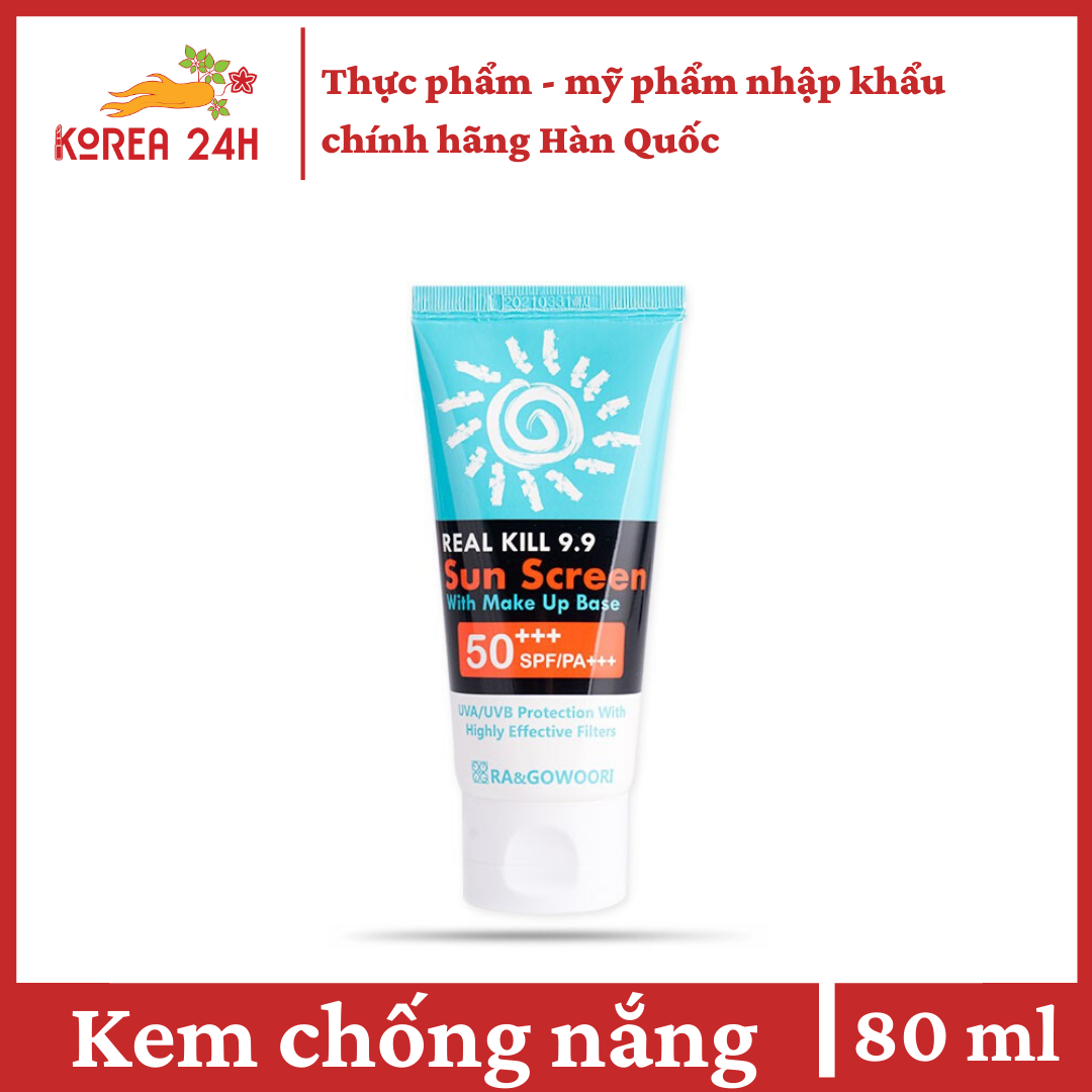 [HCM]Kem Chống Nắng Kiêm Kem Nền Real Kill 9.9 Ra & Gowoori (80ML)
