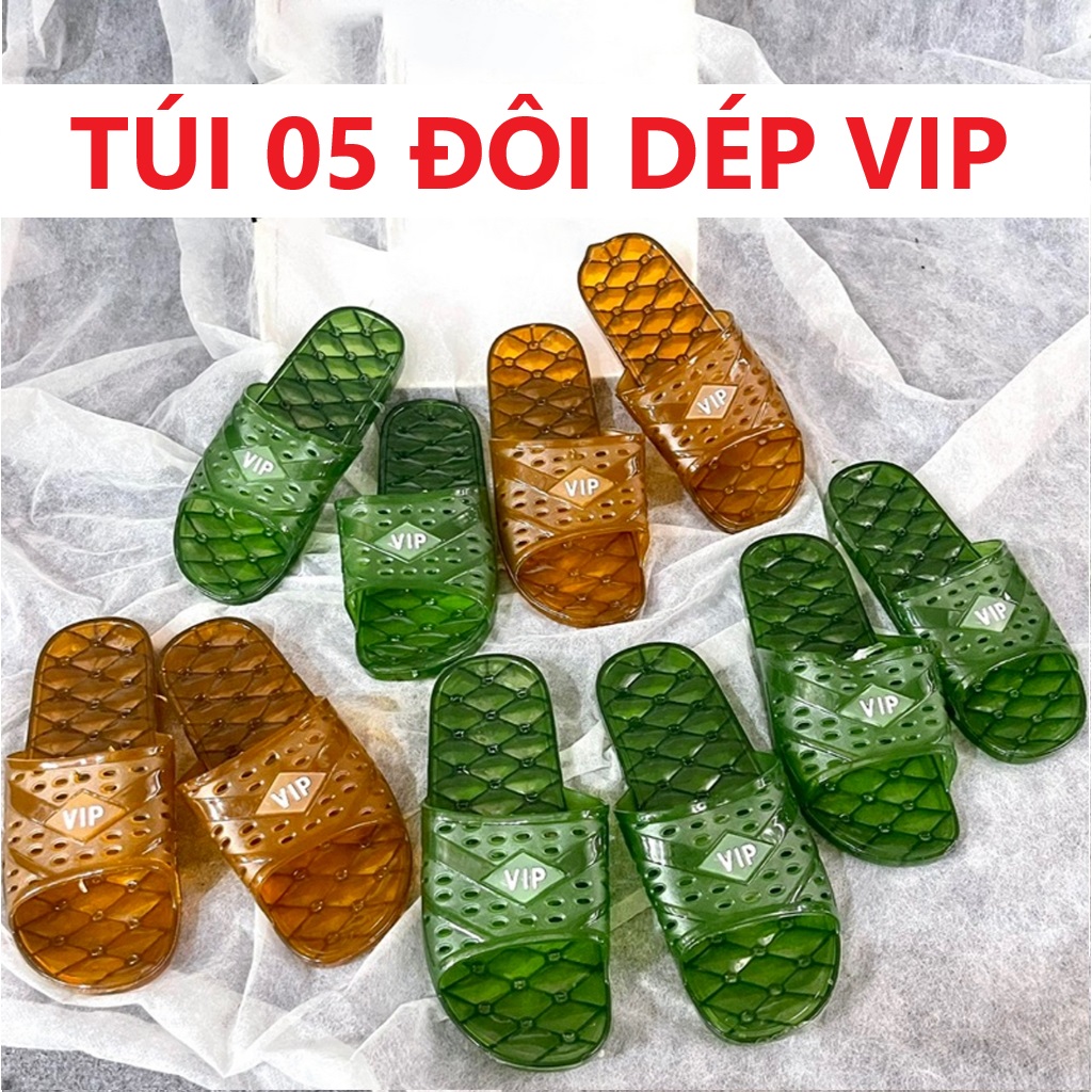 [SỈ 05 ĐÔI] Túi 05 đôi dép vip đi trong nhà nam nữ Aulyshop, dép nhựa, dép lê, dép đi văn phòng