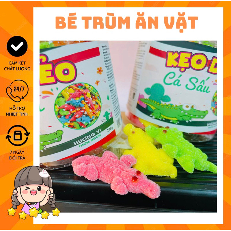 Kẹo Dẻo Cá Sấu Hương Trái Cây 200g 300g Bé Trùm đồ ăn vặt ngon rẻ Sài Gòn