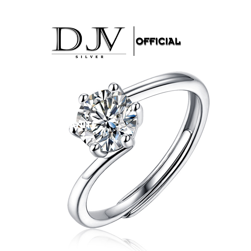 Nhẫn bạc ý đính đá moissanite DJV cao cấp, nhẫn bạc thời trang nữ, nhẫn bạc thật cá tính