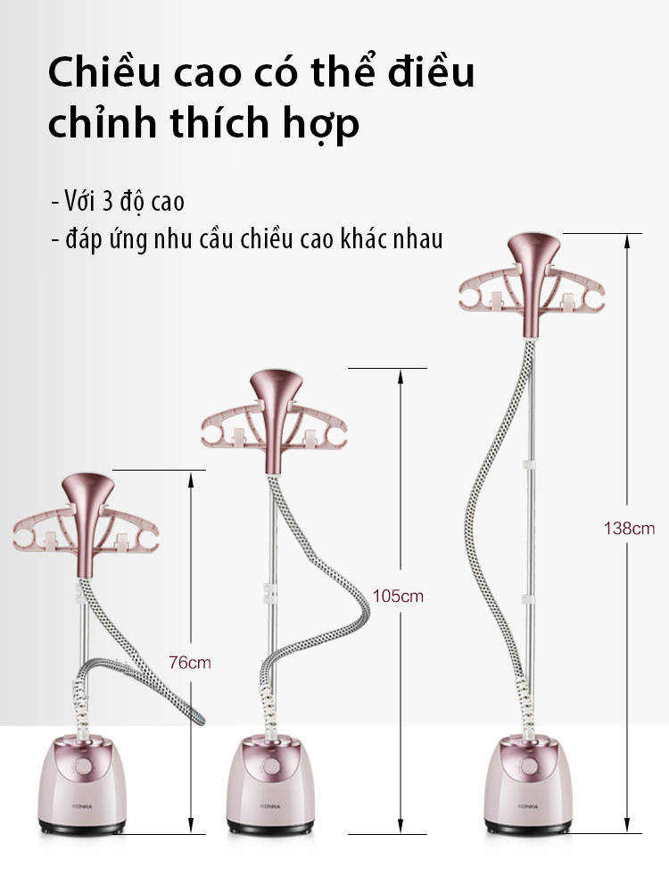 Bàn là hơi nước Konka KZ-GT17 cây đứng hàng nhập khẩu chính hãng, phù hợp nhiều loại vải, tùy chỉnh độ cao thấp
